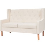 VidaXL Bankstel 3+2 stof crèmewit 2-delig