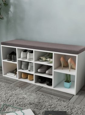 VidaXL Schoenenbank met 10 vakken wit