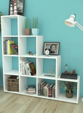 vidaXL Boekenkast/presentatiemeubel trapvormig 142 cm wit