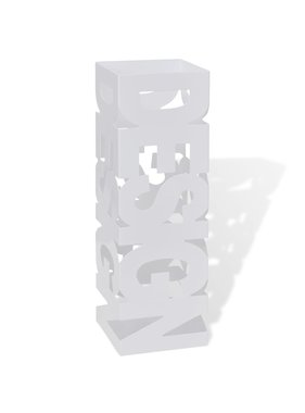 VidaXL Paraplu- en wandelstokhouder wit vierkant staal 48,5 cm