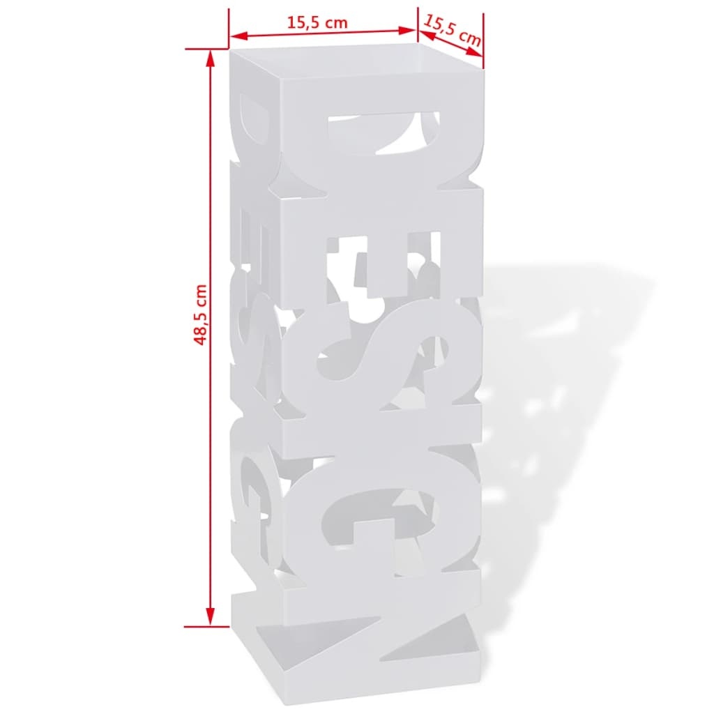 vidaXL Paraplu- en wandelstokhouder wit vierkant staal 48,5 cm