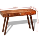 VidaXL Wandtafel met 3 lades 76 cm massief sheeshamhout