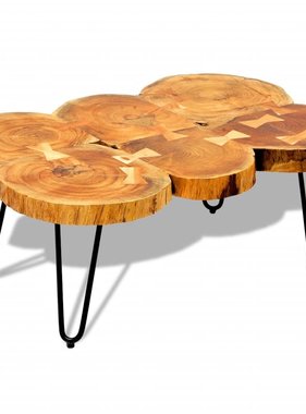 VidaXL Salontafel met 6 boomstammen 35 cm massief sheeshamhout