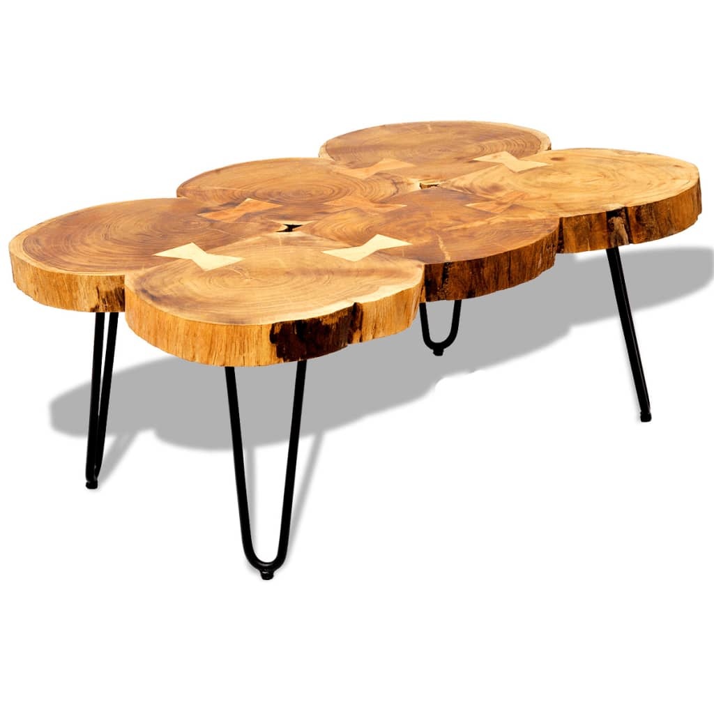 VidaXL Salontafel met 6 boomstammen 35 cm massief sheeshamhout