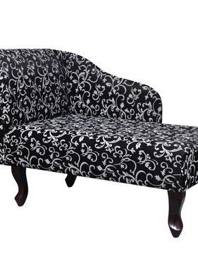 vidaXL Chaise longue met bloemenpatroon stof zwart en wit