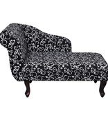 vidaXL Chaise longue met bloemenpatroon stof zwart en wit