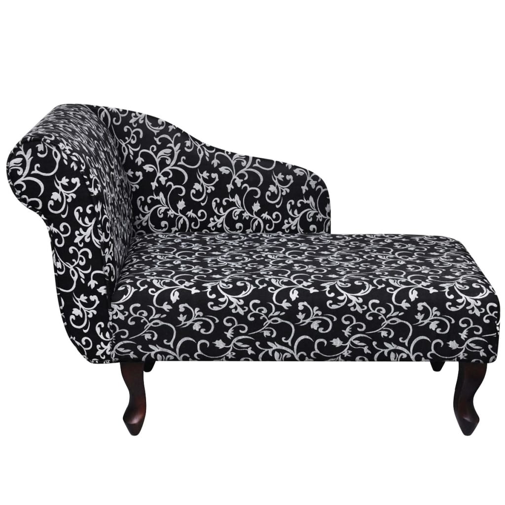 vidaXL Chaise longue met bloemenpatroon stof zwart en wit