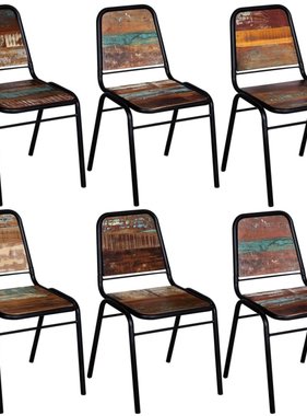 VidaXL Eetkamerstoelen massief gerecycled hout 44x59x89 cm 6 st