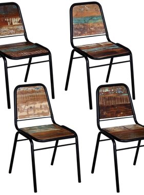 VidaXL Eetkamerstoelen massief gerecycled hout 44x59x89 cm 4 st