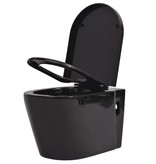 VidaXL Hangend toilet met verborgen stortbak keramisch zwart