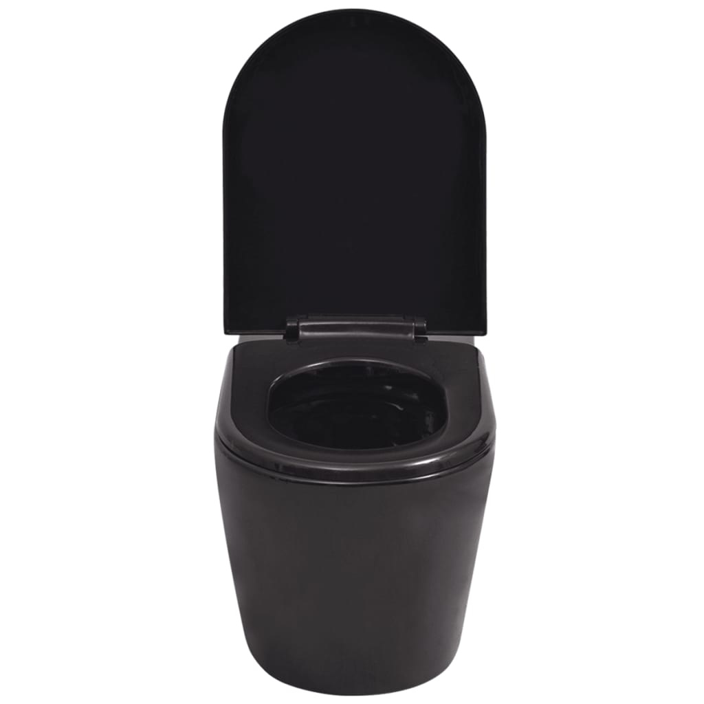 vidaXL Hangend toilet met verborgen stortbak keramisch zwart