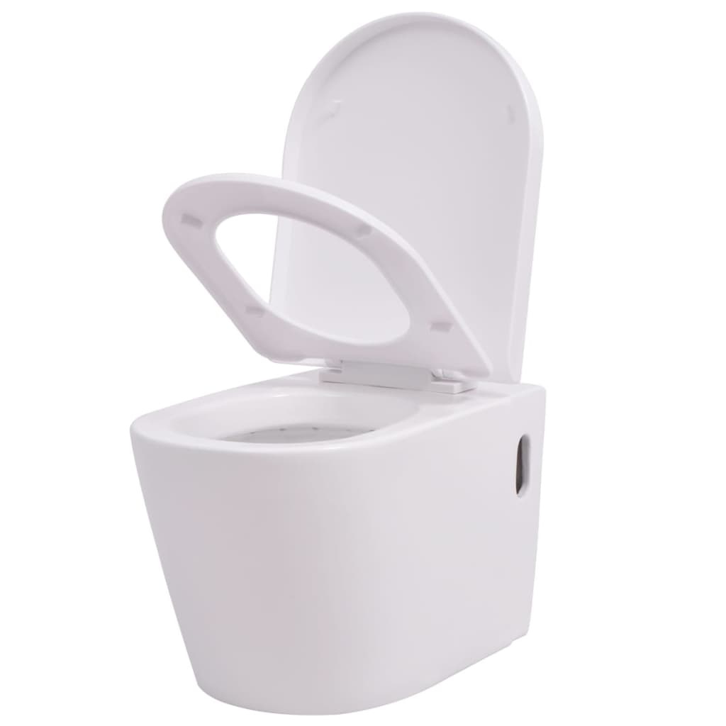 VidaXL Hangend toilet met verborgen stortbak keramisch wit