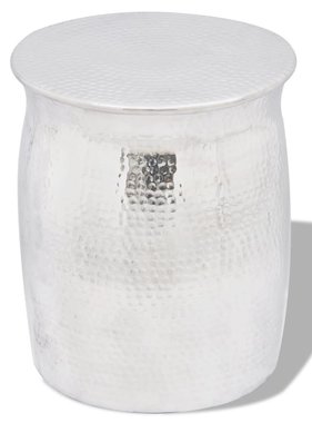 VidaXL Krukje/bijzettafeltje gehamerd aluminium zilverkleurig