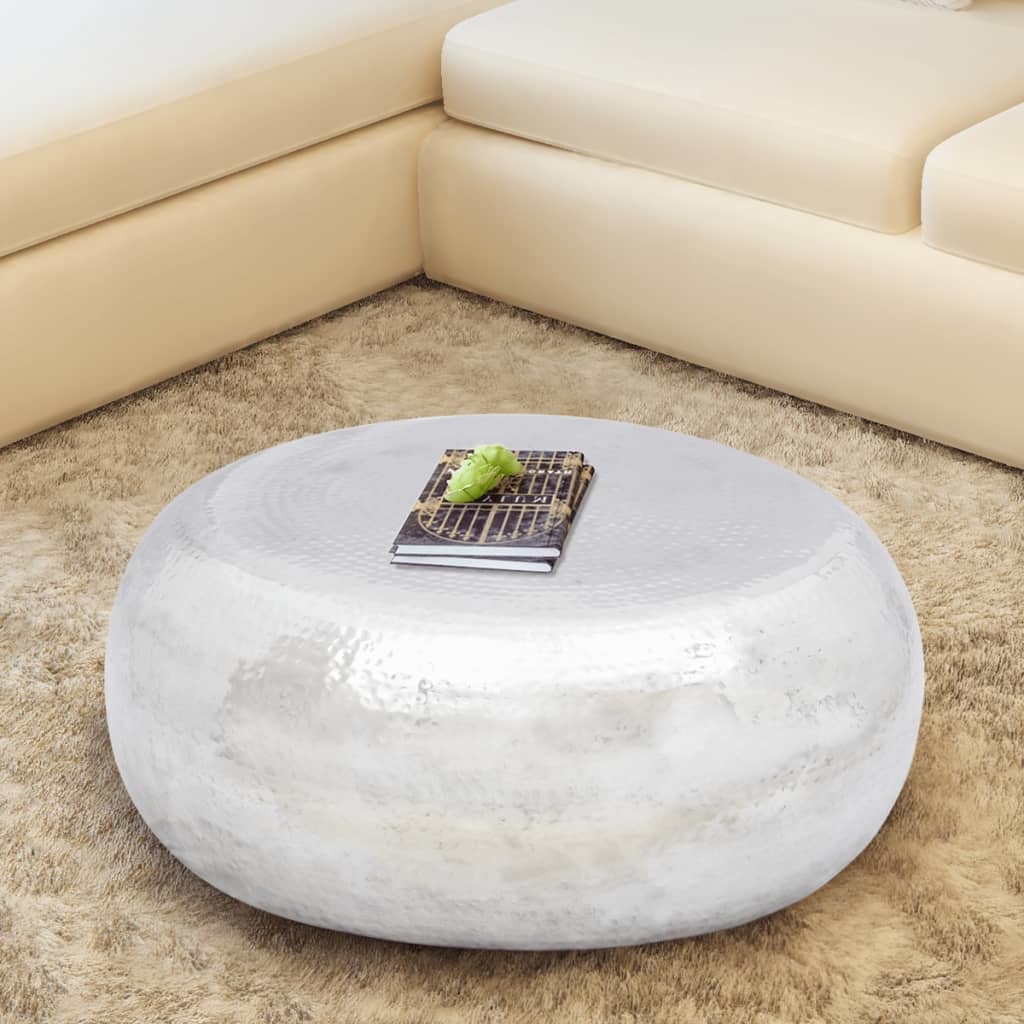 VidaXL Salontafel gehamerd aluminium zilverkleurig