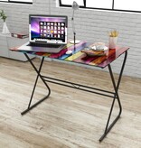 VidaXL Glazen bureau met regenboogpatroon