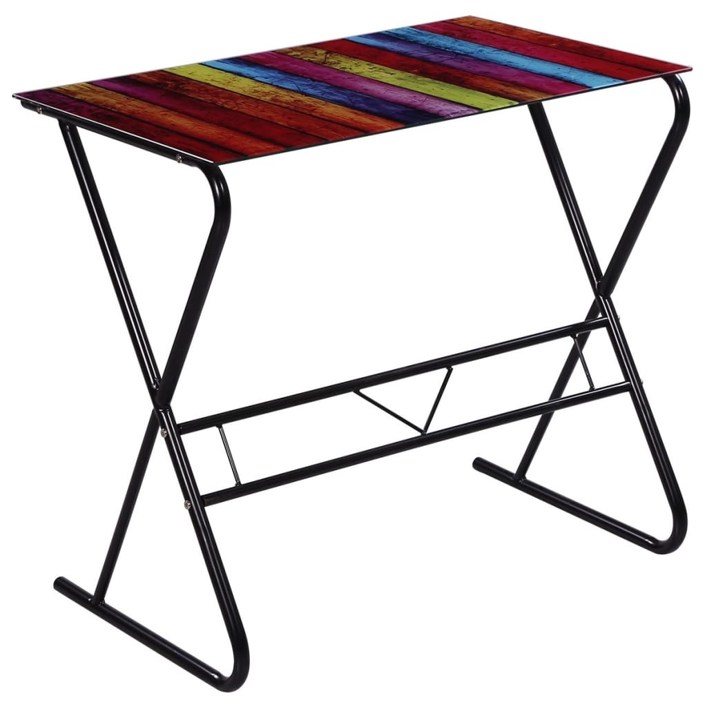 VidaXL Glazen bureau met regenboogpatroon