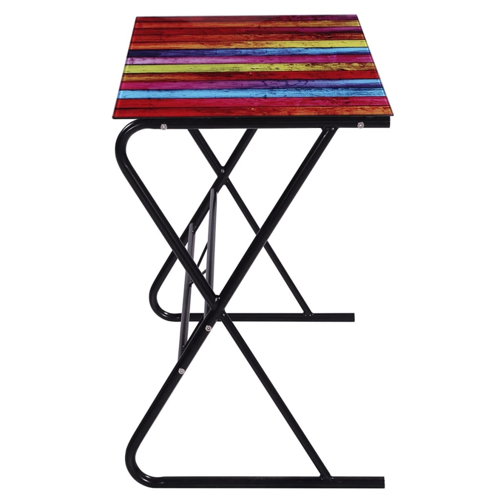 VidaXL Glazen bureau met regenboogpatroon