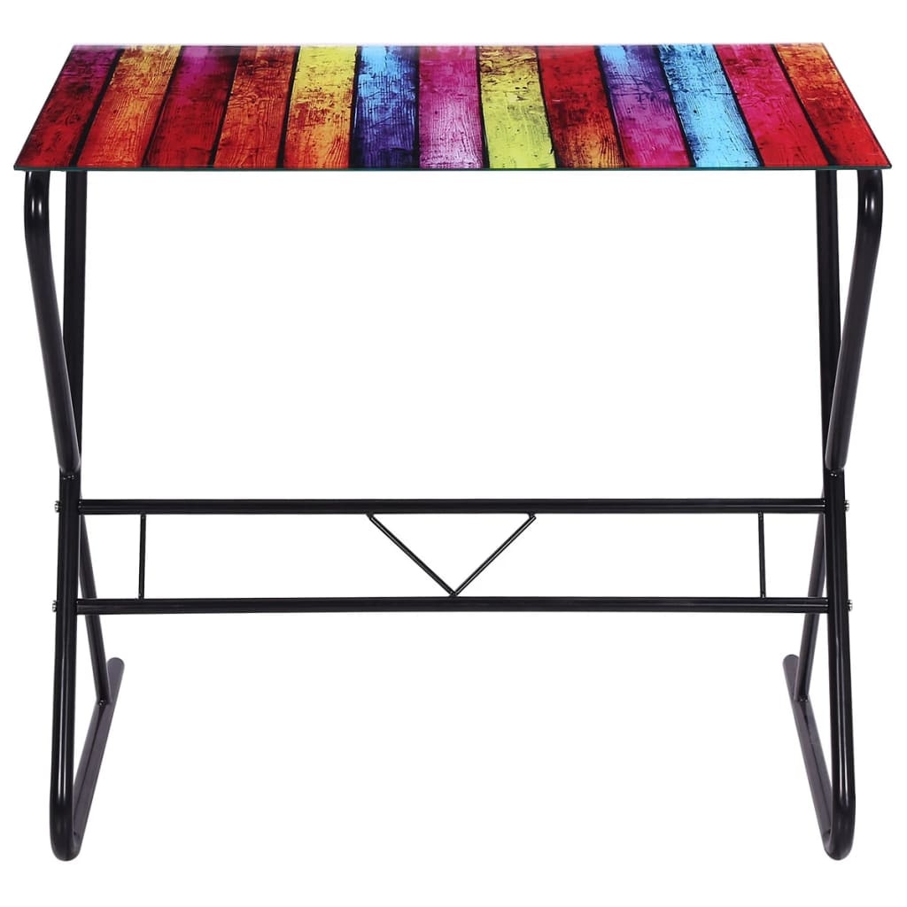 VidaXL Glazen bureau met regenboogpatroon