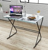 VidaXL Glazen bureau met wereldkaart-patroon