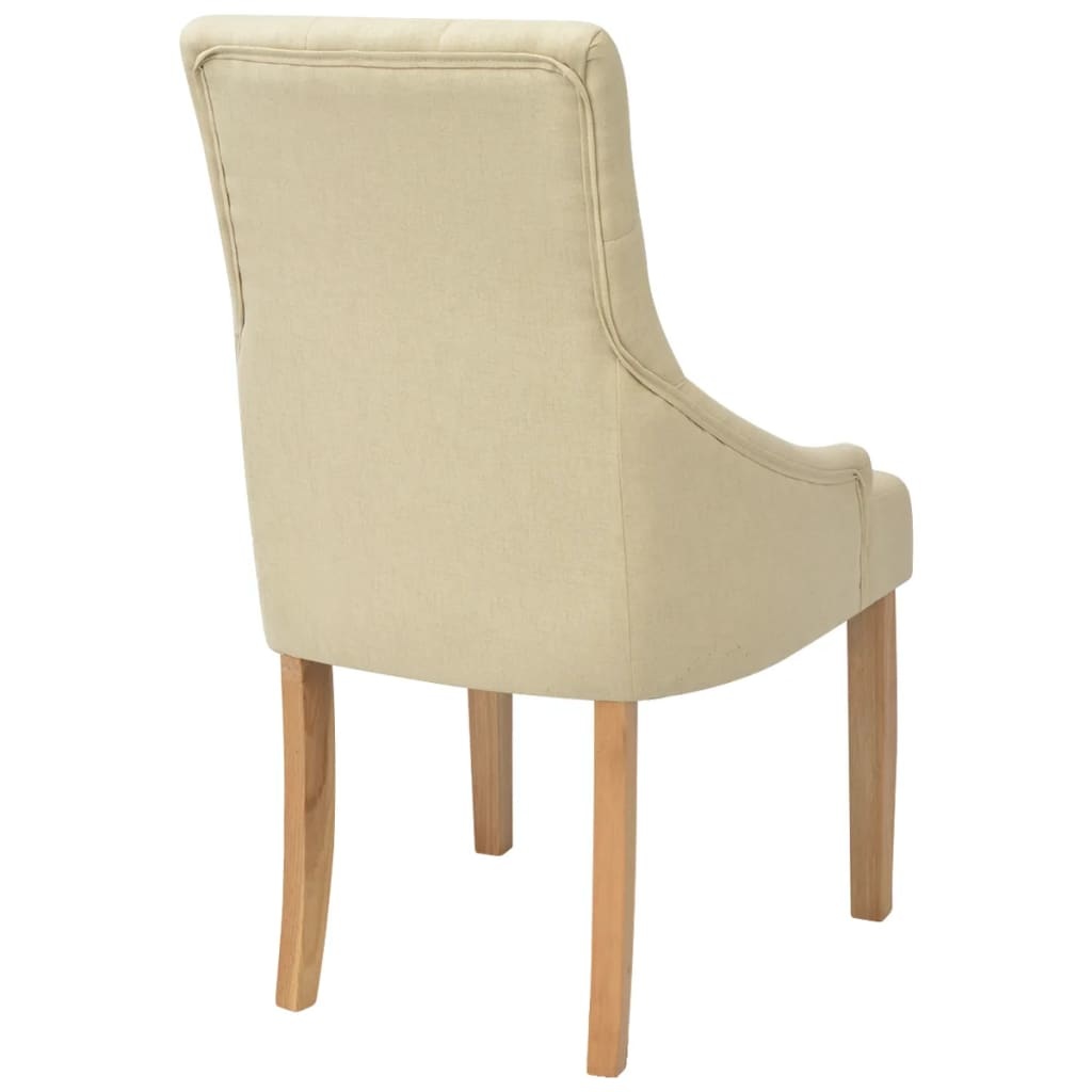VidaXL Eetkamerstoelen 6 stuks crème stof en eikenhout