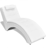 vidaXL Chaise longue met kussen gewelfd kunstleer wit