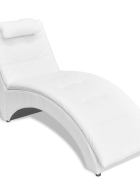 vidaXL Chaise longue met kussen gewelfd kunstleer wit