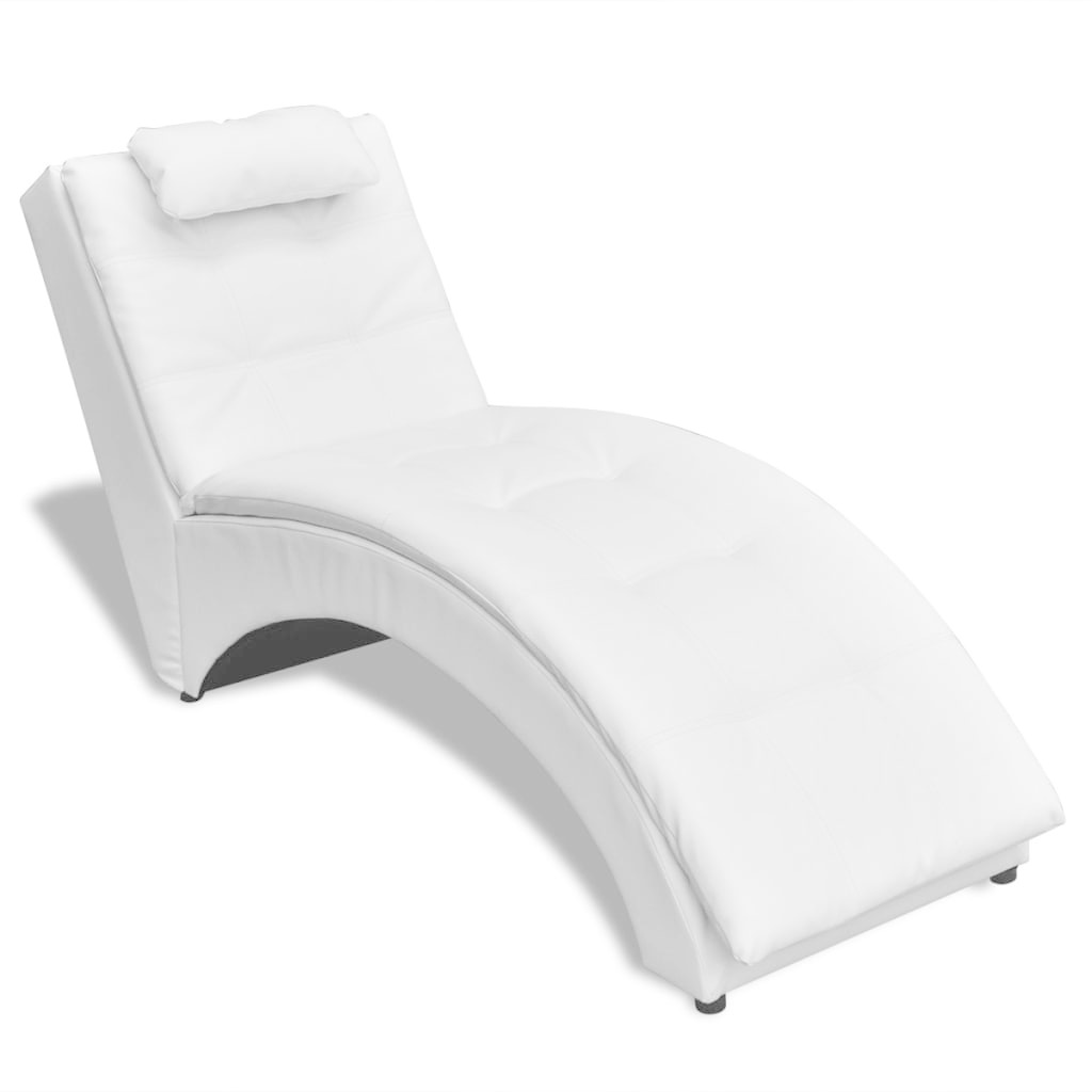 vidaXL Chaise longue met kussen gewelfd kunstleer wit