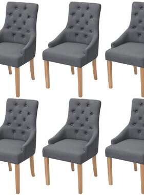 VidaXL Eetkamerstoelen 6 stuks donkergrijs stof