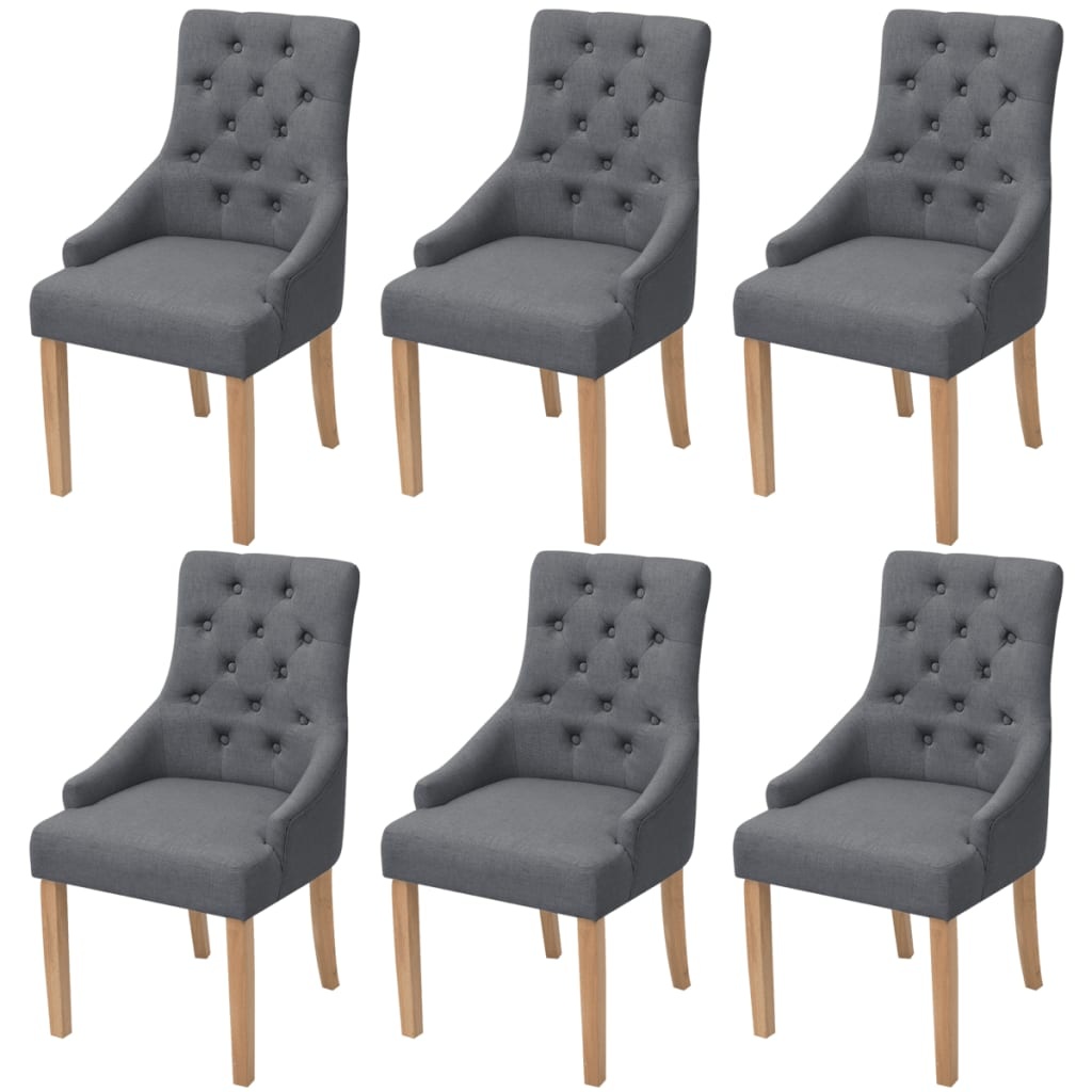 vidaXL Eetkamerstoelen 6 stuks donkergrijs stof