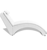 vidaXL Chaise longue met kussen gewelfd kunstleer wit