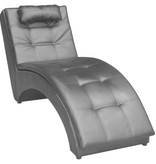 VidaXL Chaise longue met kussen gewelfd kunstleer zwart