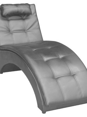 vidaXL Chaise longue met kussen gewelfd kunstleer zwart