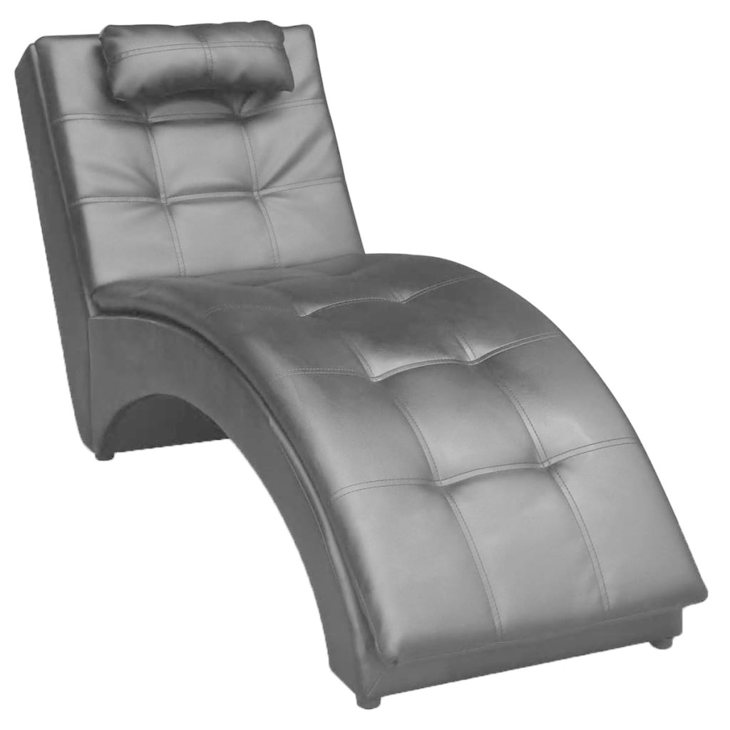 vidaXL Chaise longue met kussen gewelfd kunstleer zwart