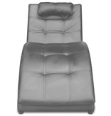 vidaXL Chaise longue met kussen gewelfd kunstleer zwart