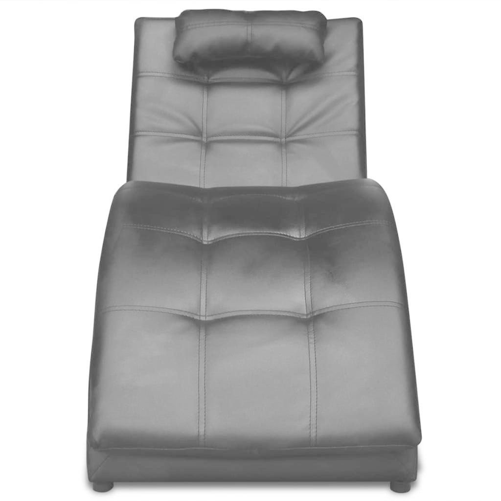 vidaXL Chaise longue met kussen gewelfd kunstleer zwart