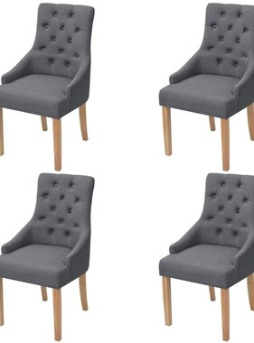 vidaXL Eetkamerstoelen 4 stuks donkergrijs stof