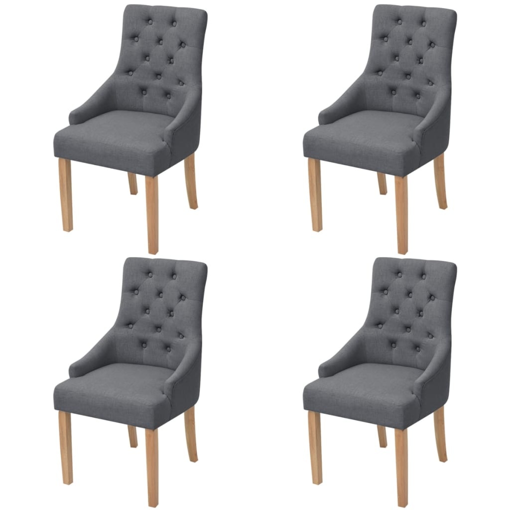 vidaXL Eetkamerstoelen 4 stuks donkergrijs stof