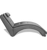 VidaXL Chaise longue met kussen gewelfd kunstleer zwart