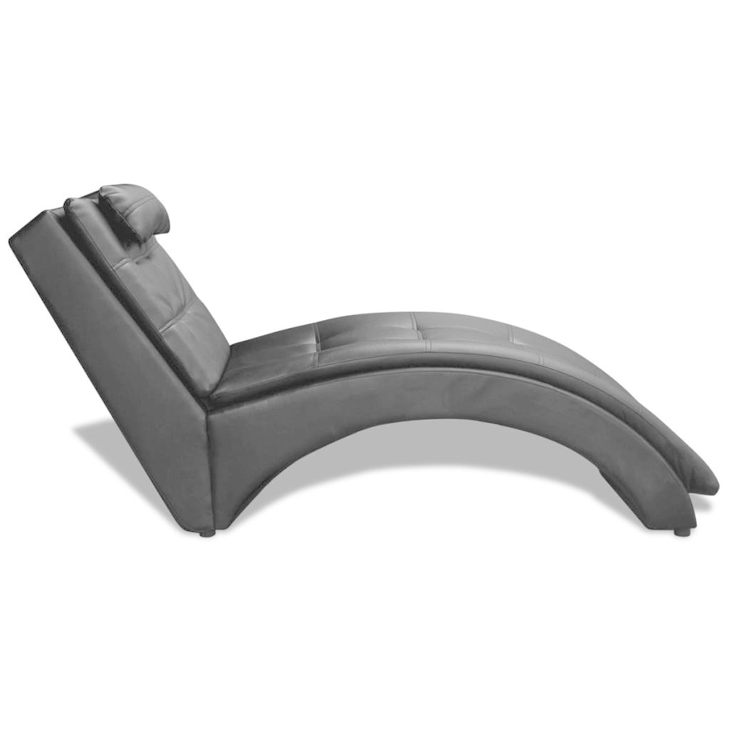 VidaXL Chaise longue met kussen gewelfd kunstleer zwart