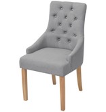VidaXL Eetkamerstoelen 6 stuks lichtgrijs stof en eikenhout