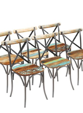 VidaXL Eetkamerstoelen 51x52x84 cm massief gerecycled hout 6 st