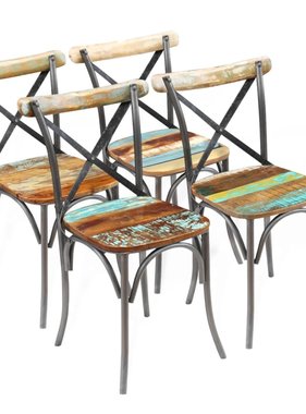 vidaXL Eetkamerstoelen 51x52x84 cm massief gerecycled hout 4 st