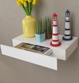 VidaXL Wandplank met lade MDF zwevend voor boeken/dvd wit
