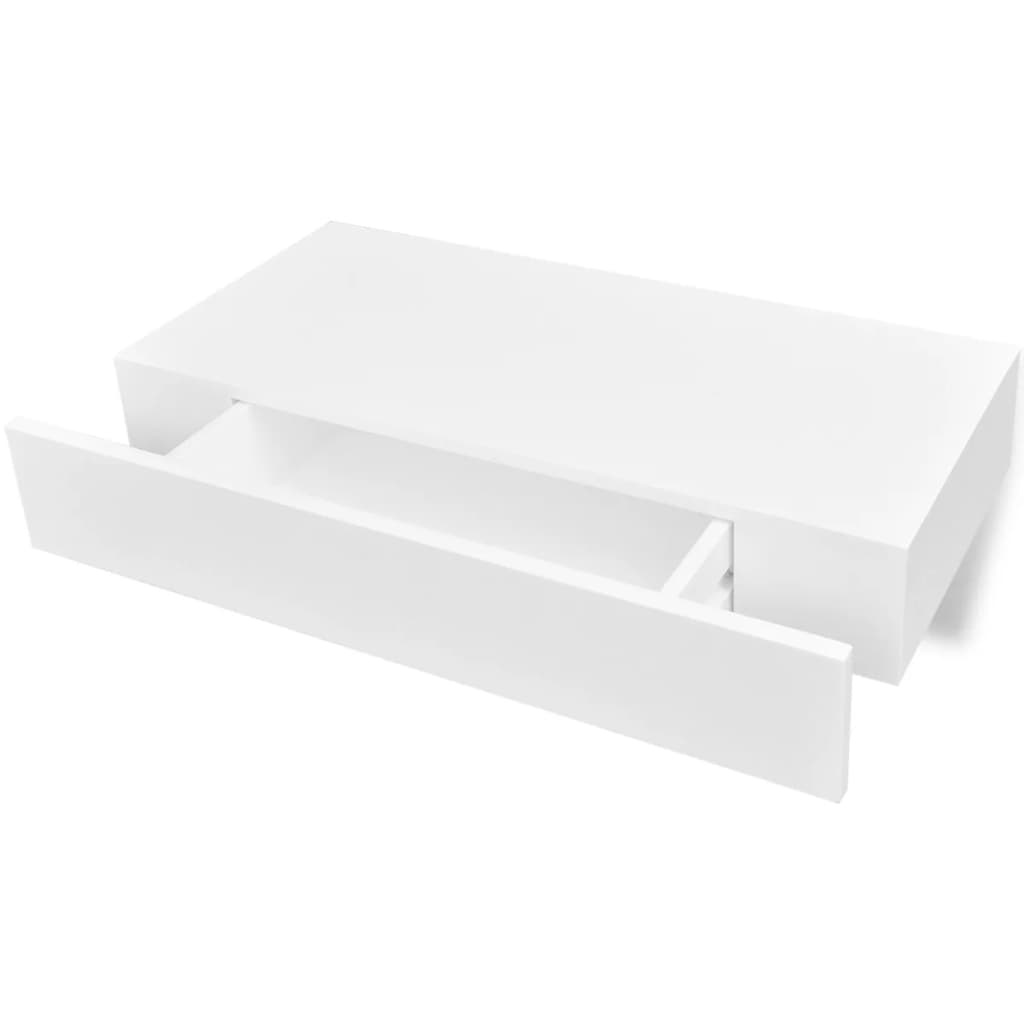 VidaXL Wandplank met lade MDF zwevend voor boeken/dvd wit