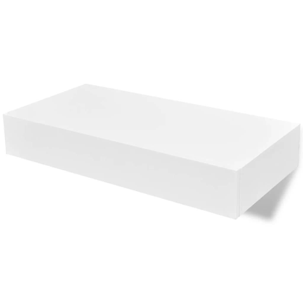 VidaXL Wandplank met lade MDF zwevend voor boeken/dvd wit