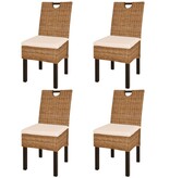 VidaXL Eetkamerstoel 4 st kubu rattan mangohout