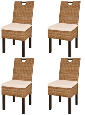 VidaXL Eetkamerstoel 4 st kubu rattan mangohout