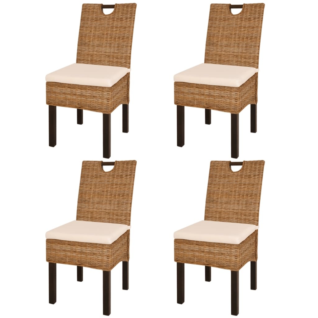 VidaXL Eetkamerstoel 4 st kubu rattan mangohout