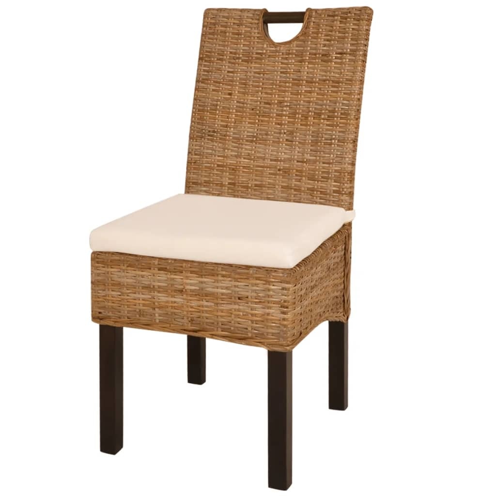 VidaXL Eetkamerstoel 4 st kubu rattan mangohout