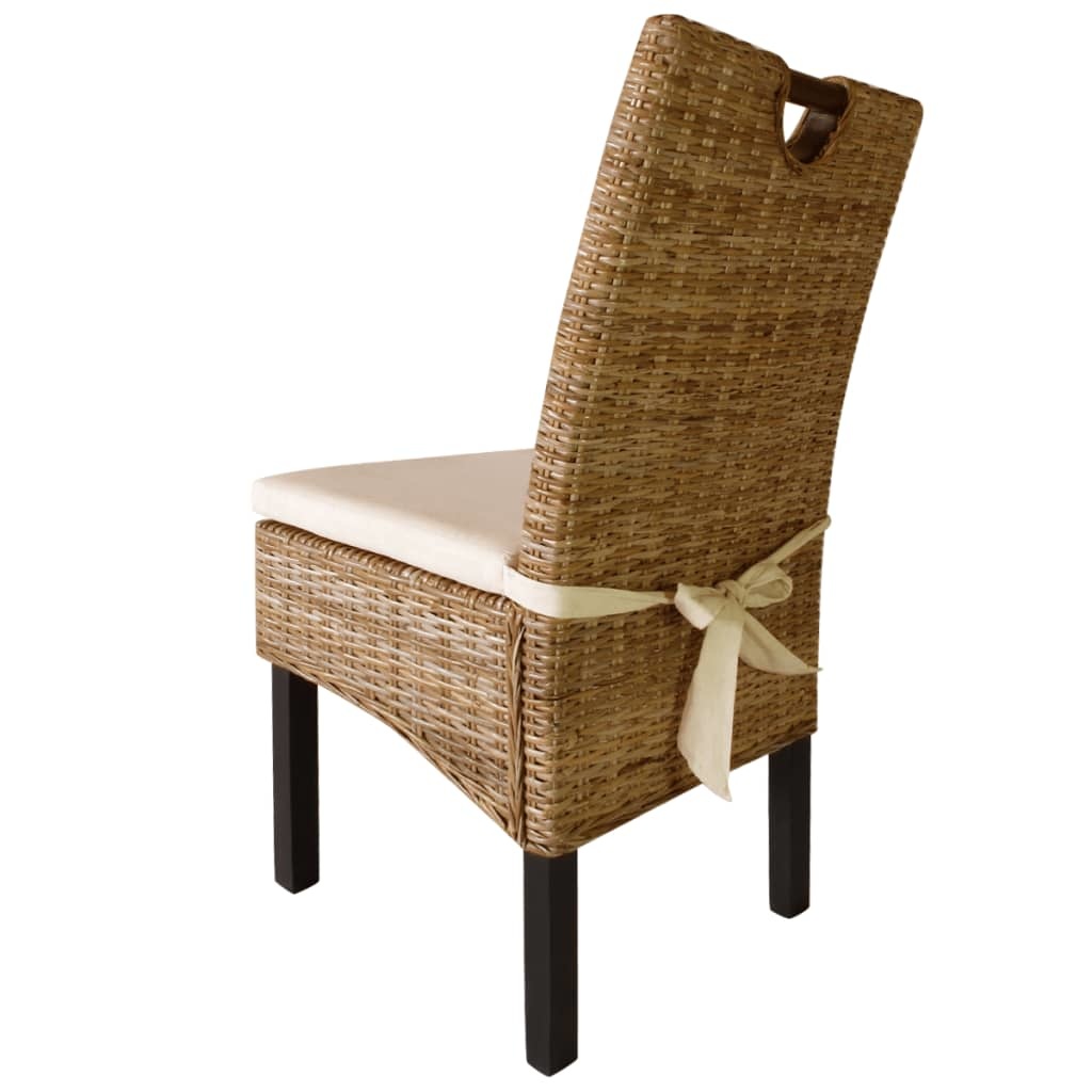 VidaXL Eetkamerstoel 4 st kubu rattan mangohout
